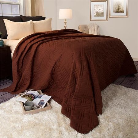 LAVISH HOME Lavish Home 66-40-FQ-C 86 x 86 in. Solid Color Bed Quilt; Chocolate - Full & Queen Size 66-40-FQ-C